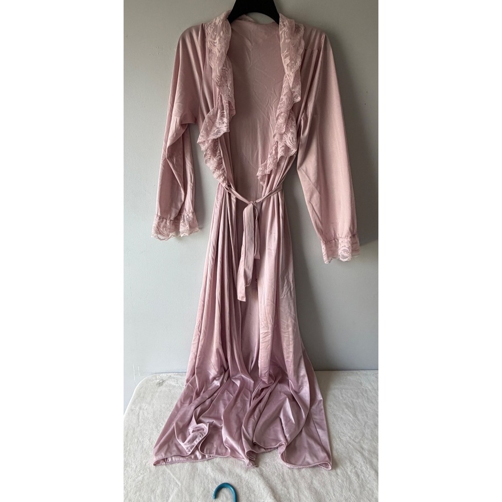 Vintage Pink/Rose Lace Trim Ruffle Wrap Robe by Henson Kickernick